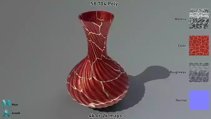 Kintsugi Vase Twisty Low-poly 3D model