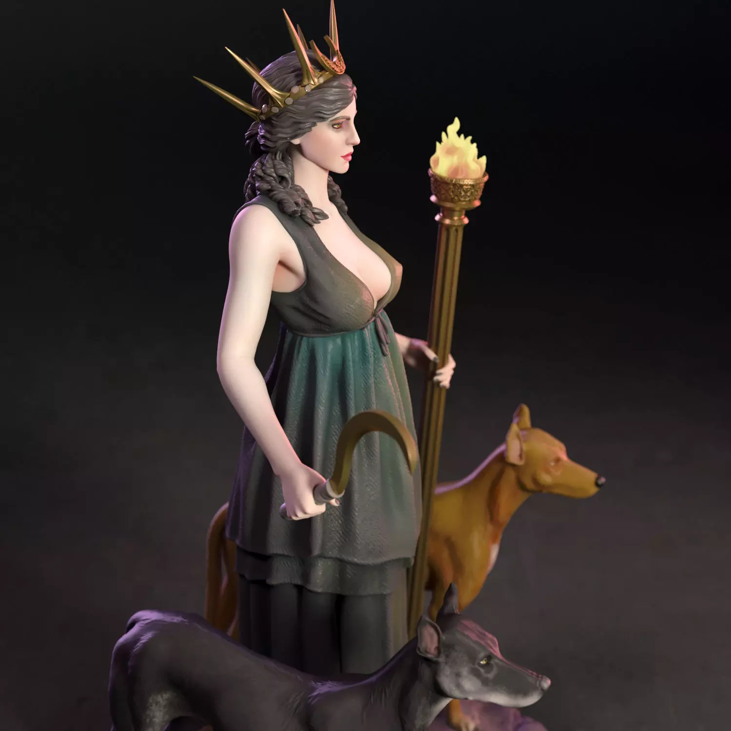 Hekate the greek goddess 3D print model_3