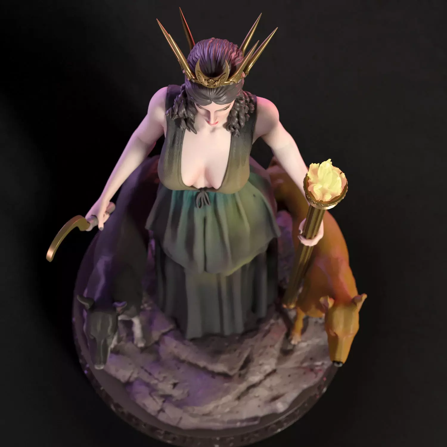 Hekate the greek goddess 3D print model_8