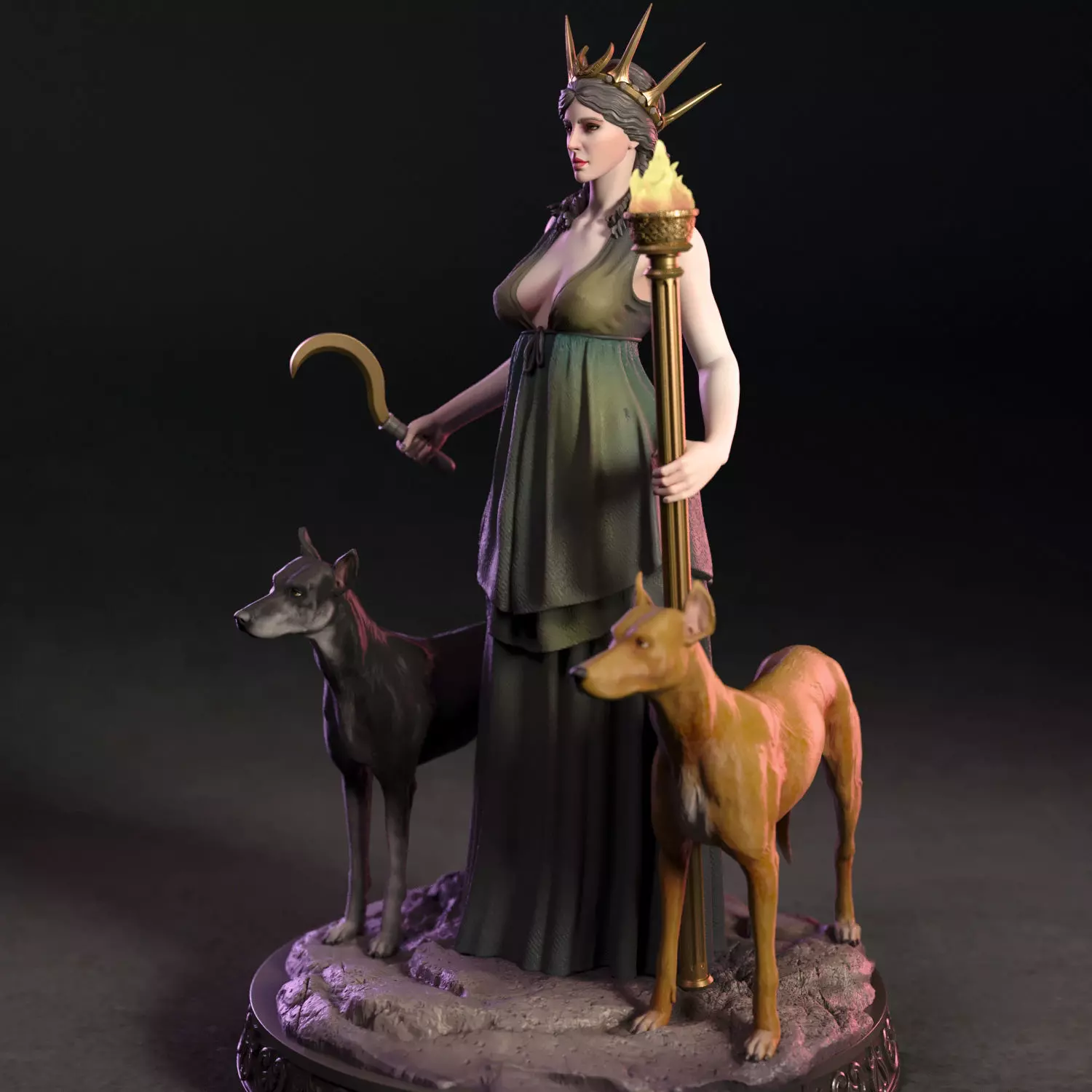 Hekate the greek goddess 3D print model_11