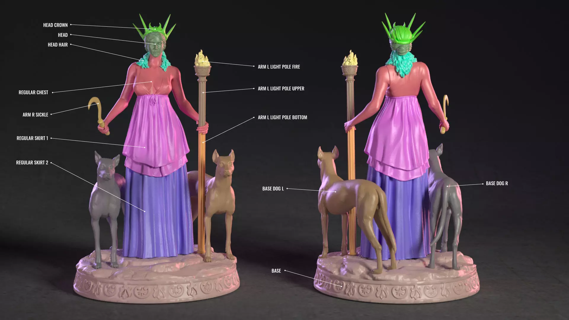 Hekate the greek goddess 3D print model_14