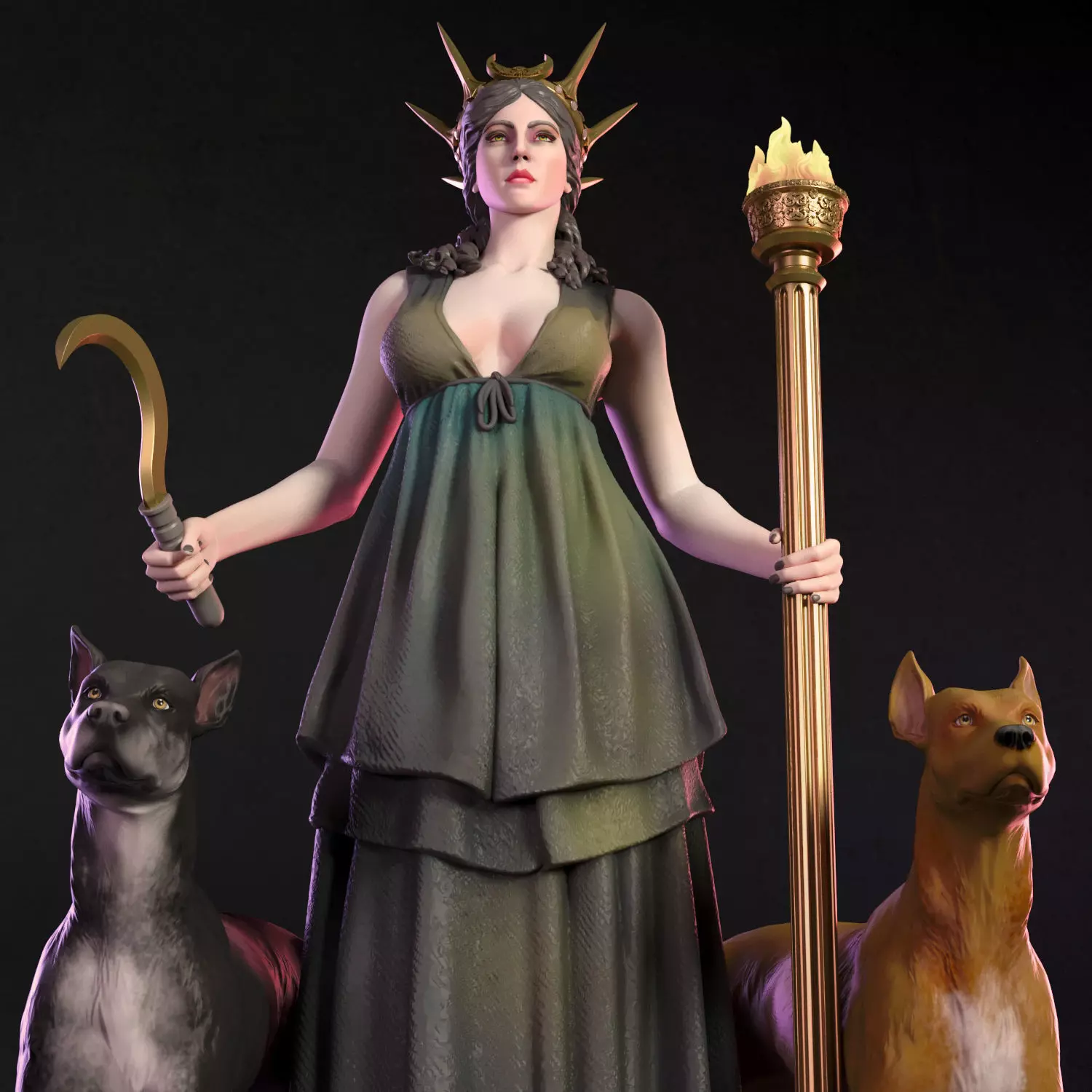 Hekate the greek goddess 3D print model_5