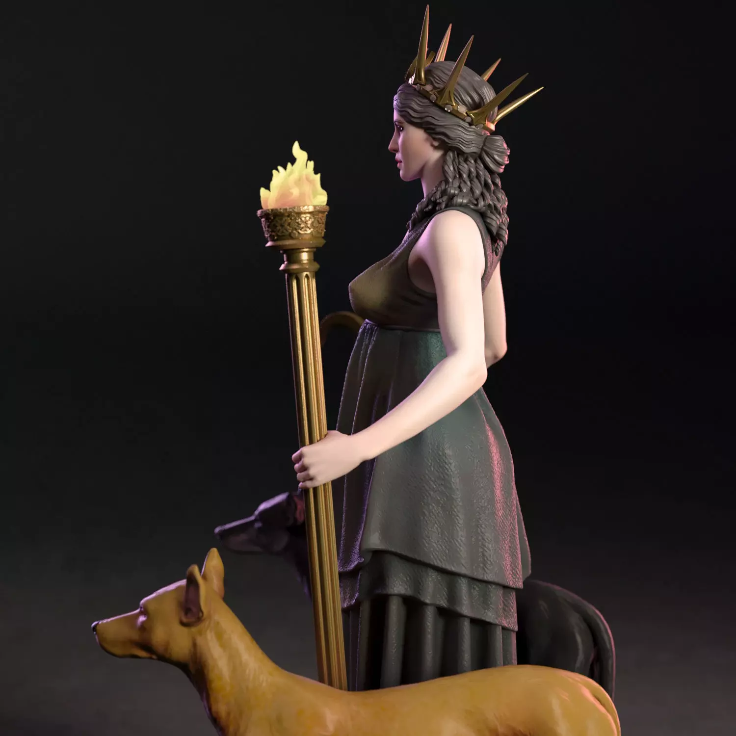 Hekate the greek goddess 3D print model_7