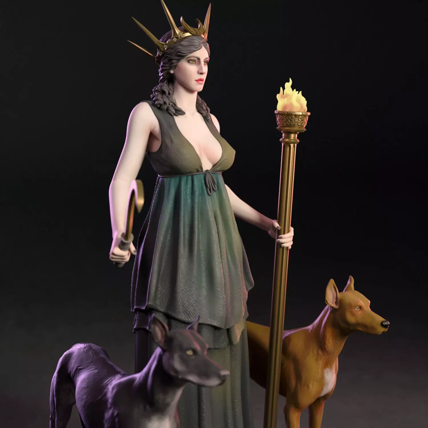 Hekate the greek goddess 3D print model_2