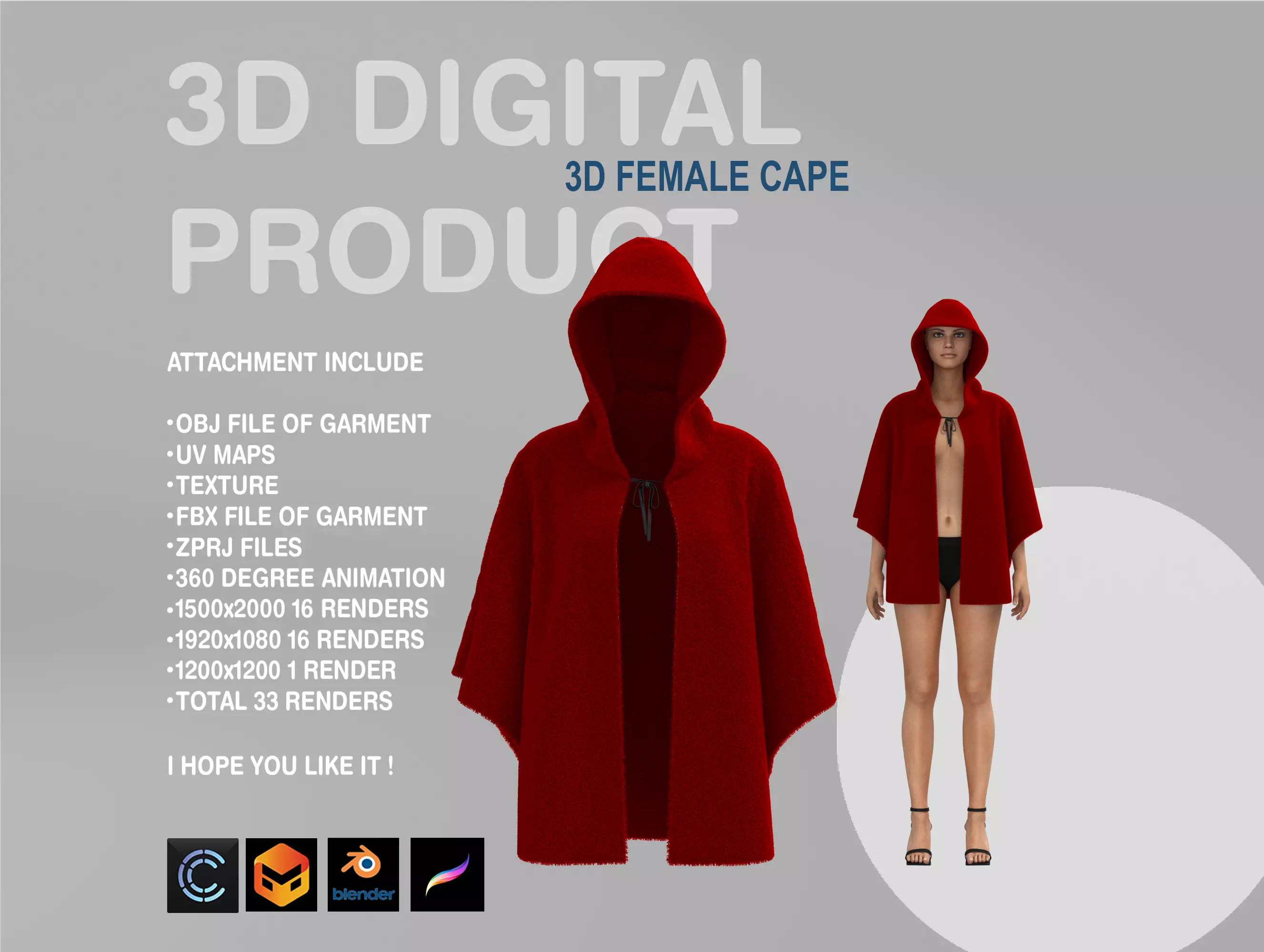 Female Cape 3D model_0