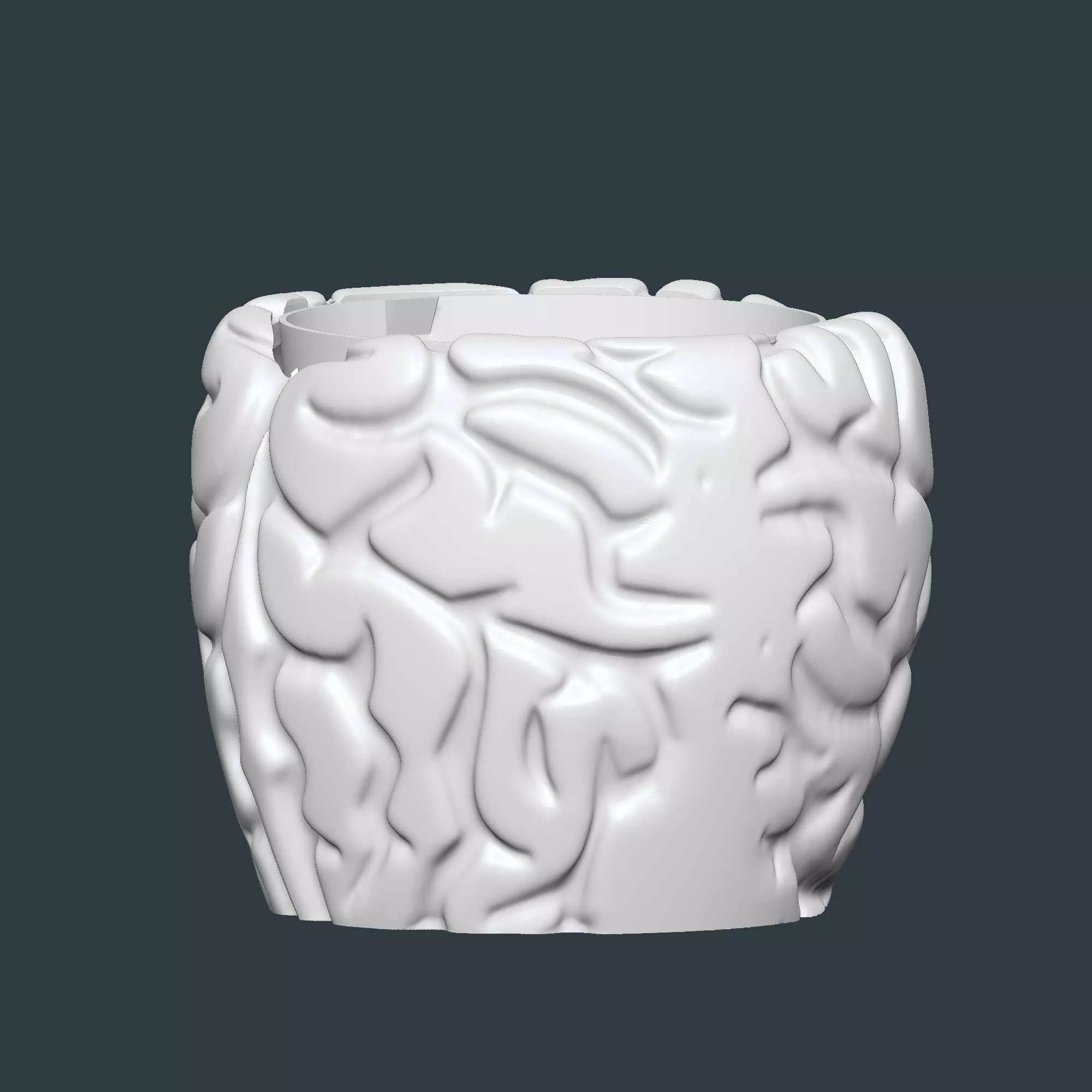 Brain style plant pot with drainage no supports 3D print model_5