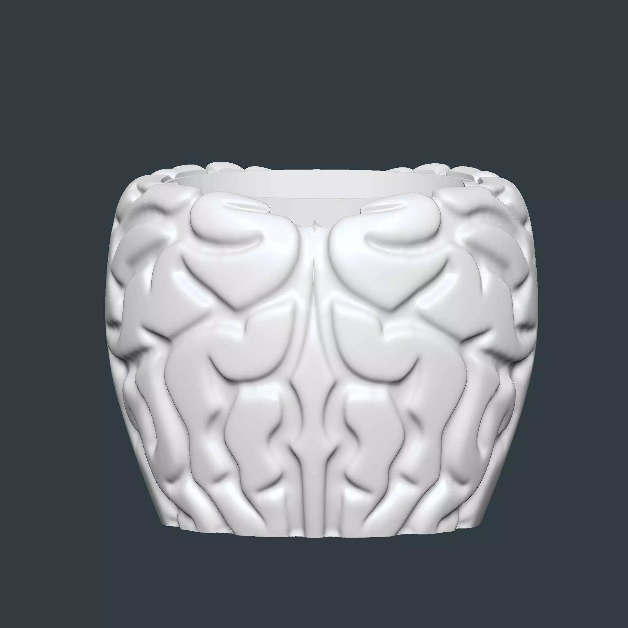 Brain style plant pot with drainage no supports 3D print model_1