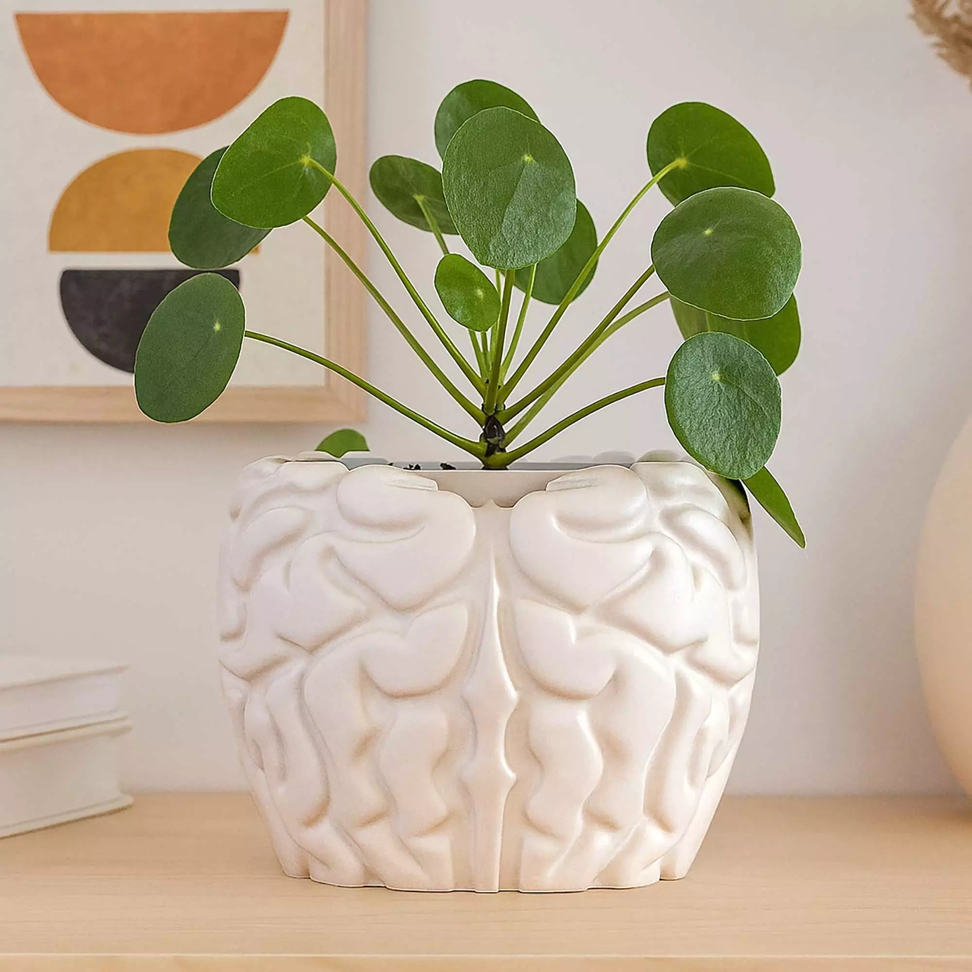 Brain style plant pot with drainage no supports 3D print model_0
