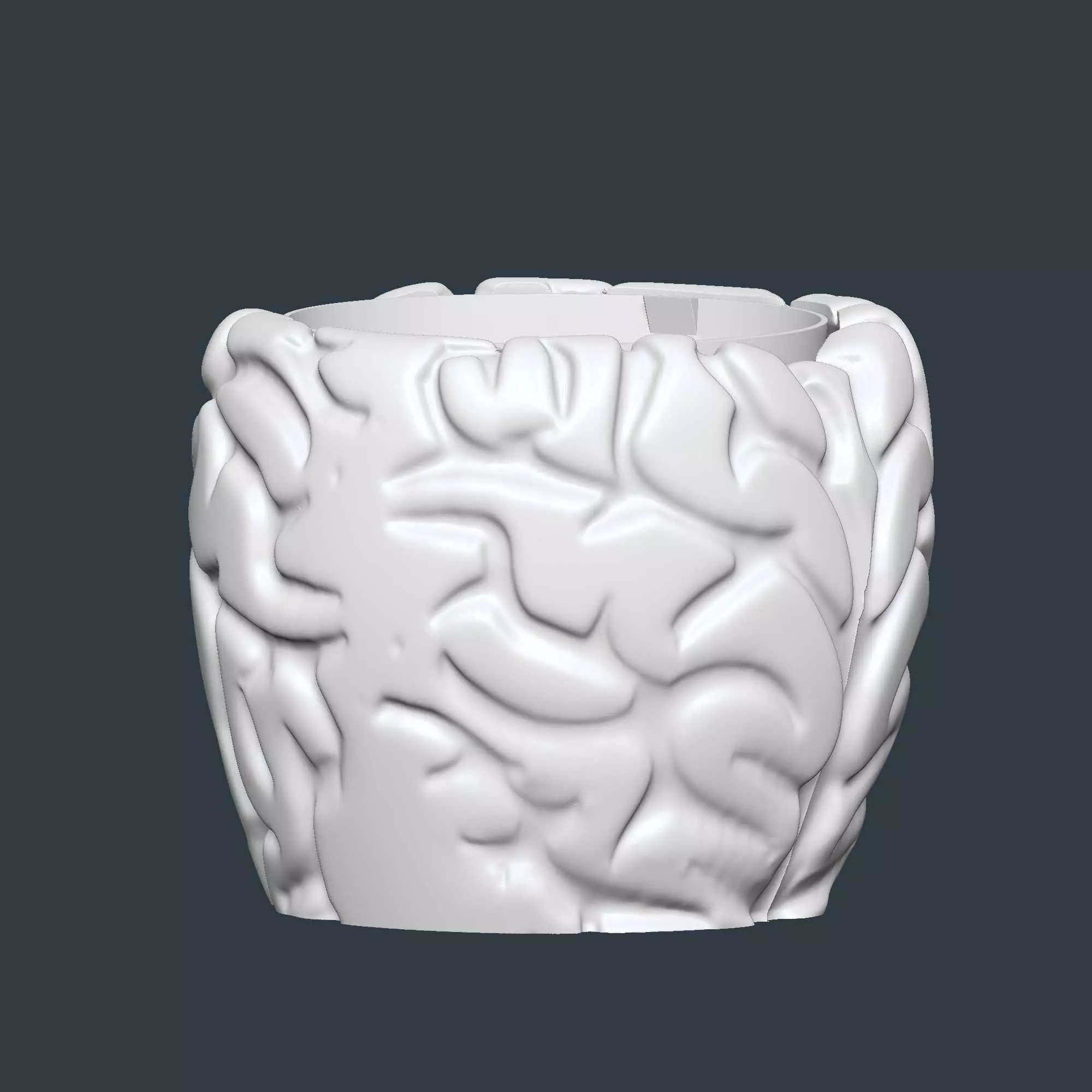 Brain style plant pot with drainage no supports 3D print model_6