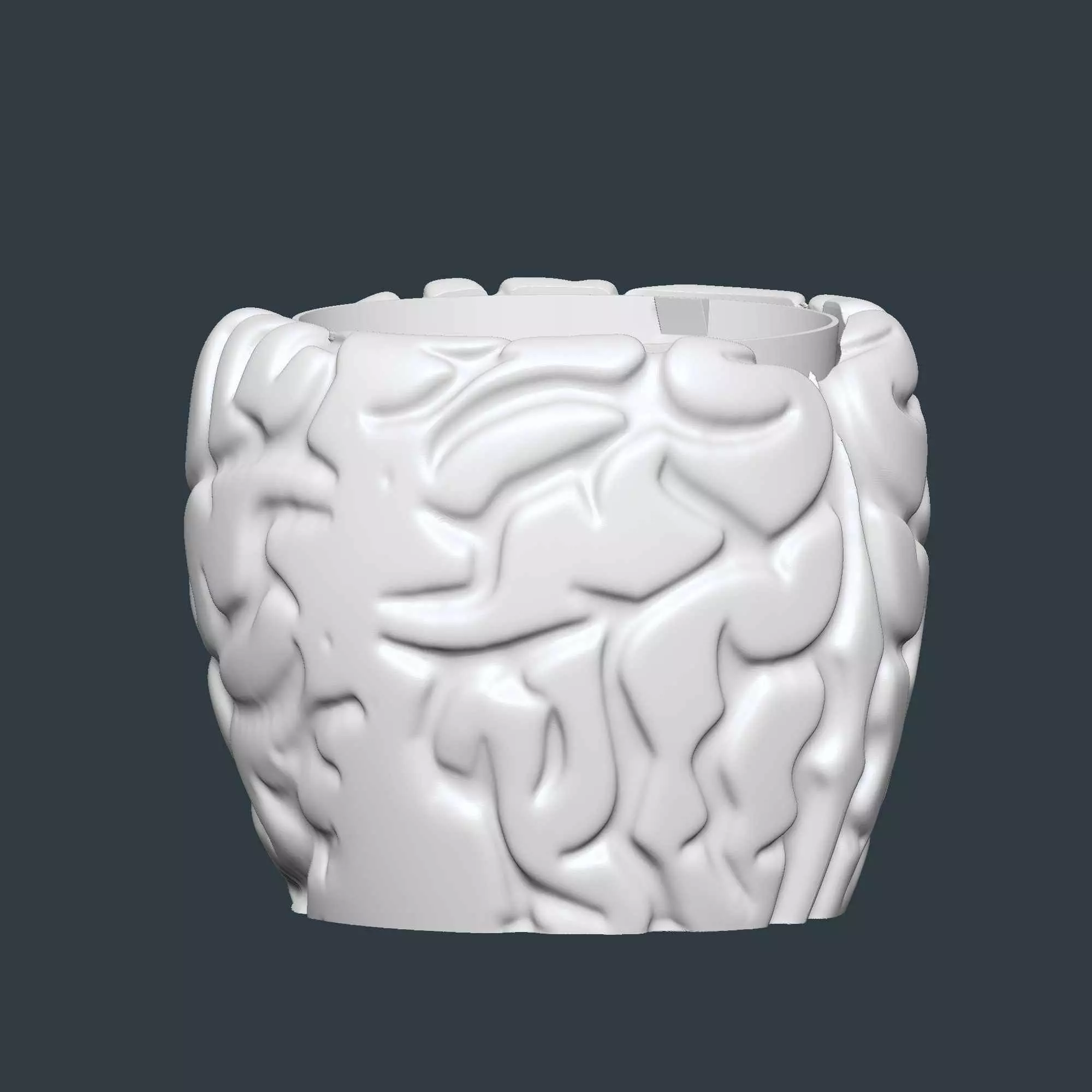 Brain style plant pot with drainage no supports 3D print model_9
