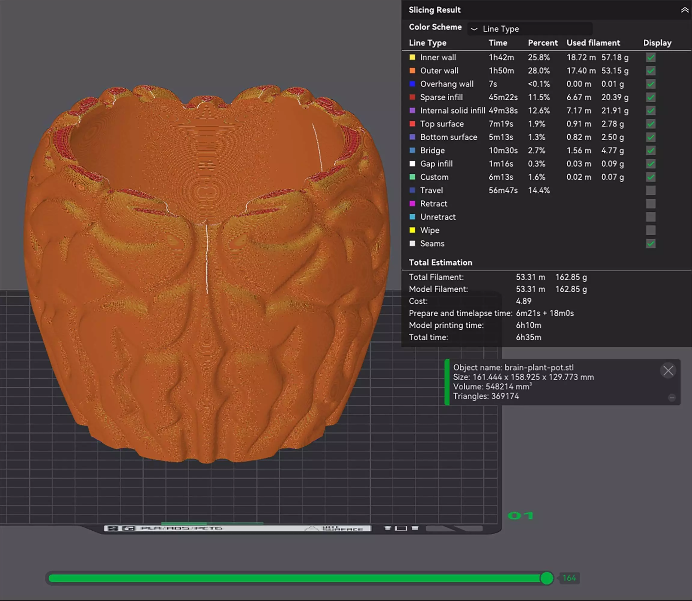 Brain style plant pot with drainage no supports 3D print model_2