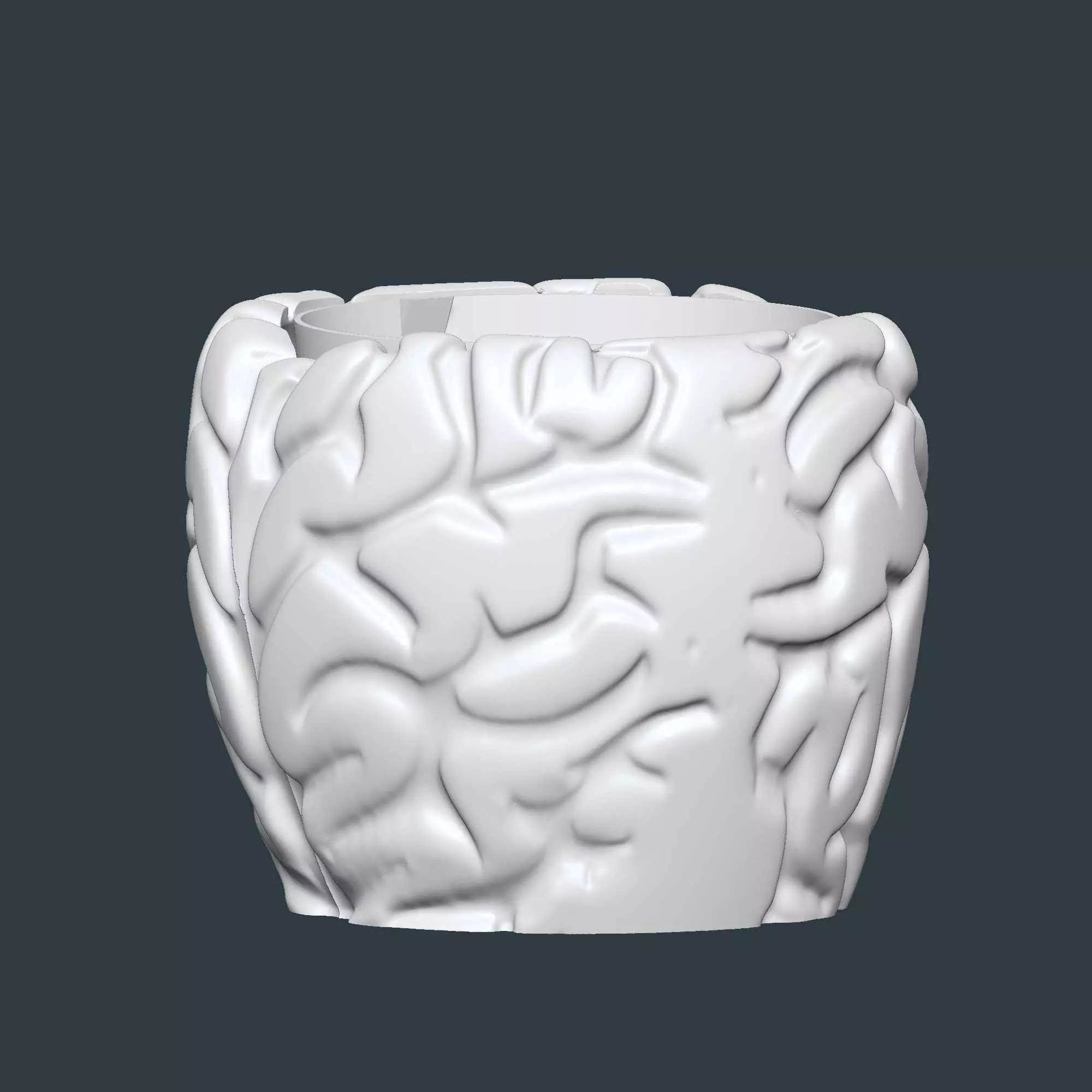 Brain style plant pot with drainage no supports 3D print model_8