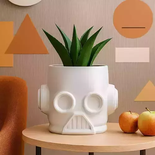 Robot Head Plant Pot with Drainage No Supports