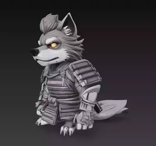 Samurai Wolf Warrior - Stylized Fantasy Animal Sculpture 3D print model