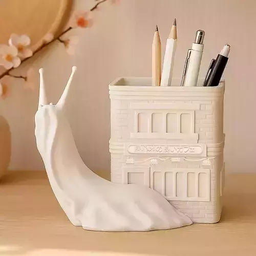 Snail Pen Pencil Holder Office Gift STL 3D print model