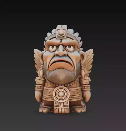 Winged Tribal Leader - Stylized Fantasy Guardian Sculpture
