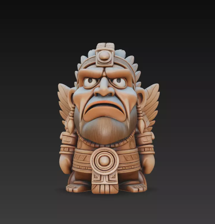 Winged Tribal Leader - Stylized Fantasy Guardian Sculpture 3D print model