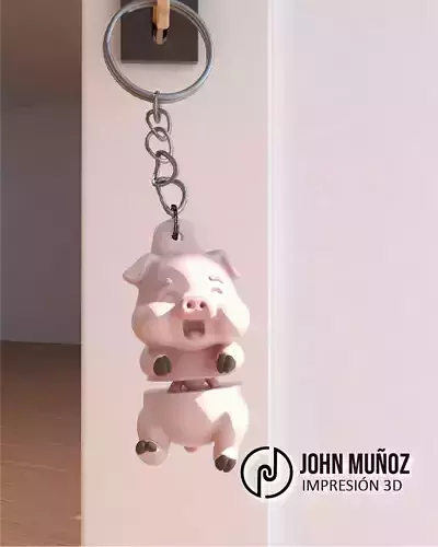 Baco smiling piglet - Articulated keychain 3D print model