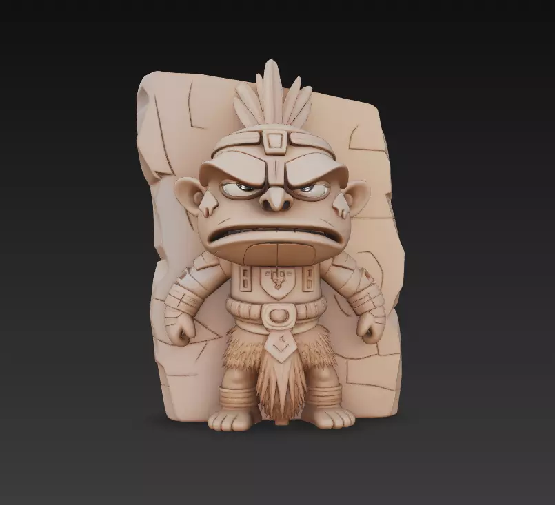 Stone Wall Tribal Warrior - Stylized Fantasy Sculpture 3D print model