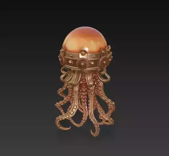 Steampunk Jellyfish Lamp - Floating Nautical Fantasy Sculpture