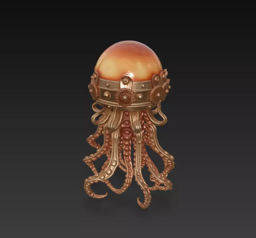 Steampunk Jellyfish Lamp - Floating Nautical Fantasy Sculpture 3D print model_0