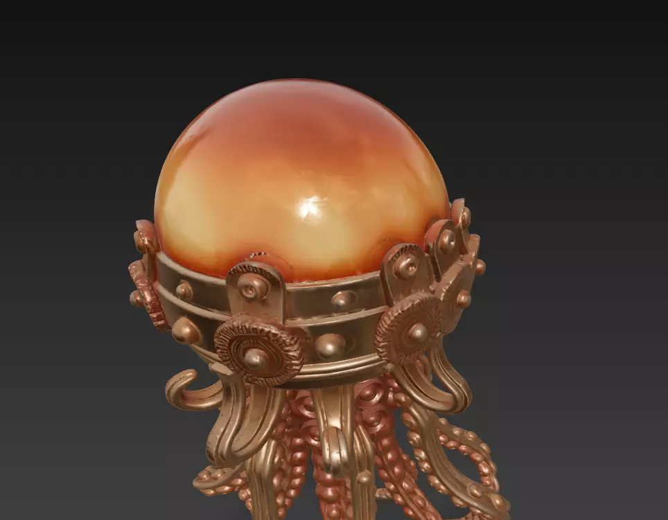 Steampunk Jellyfish Lamp - Floating Nautical Fantasy Sculpture 3D print model_5