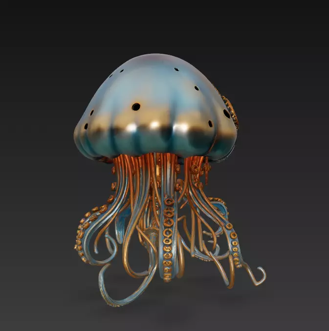 Steampunk Jellyfish - Stylized Nautical Sculpture 3D print model_2