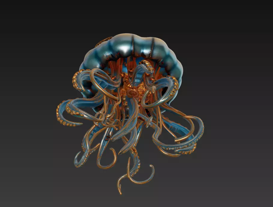 Steampunk Jellyfish - Stylized Nautical Sculpture 3D print model_1