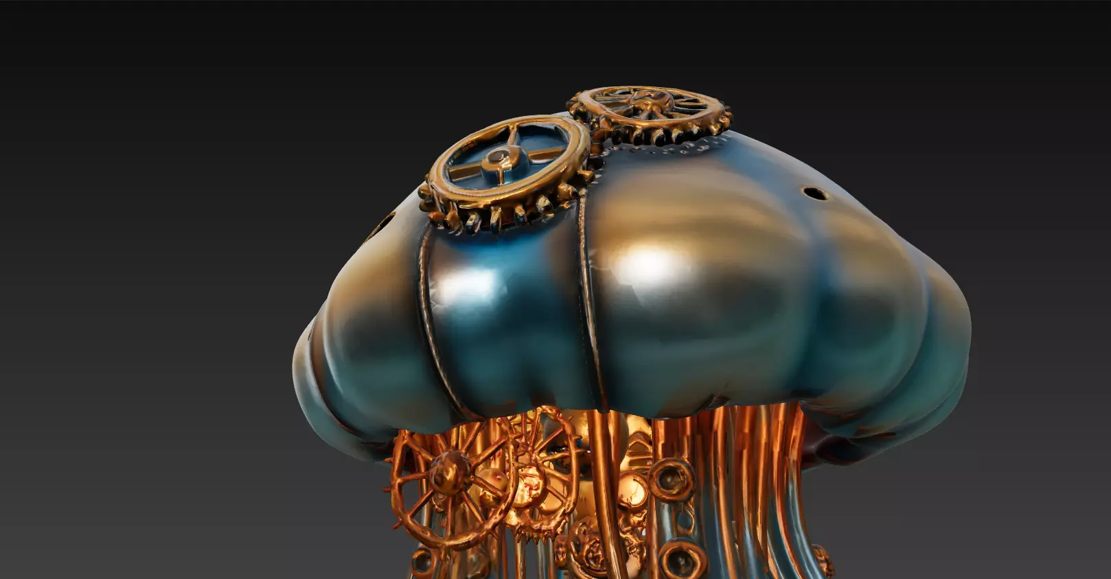 Steampunk Jellyfish - Stylized Nautical Sculpture 3D print model_4