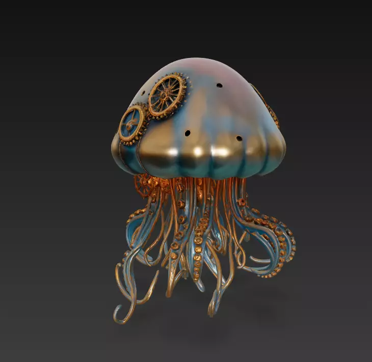 Steampunk Jellyfish - Stylized Nautical Sculpture 3D print model_0