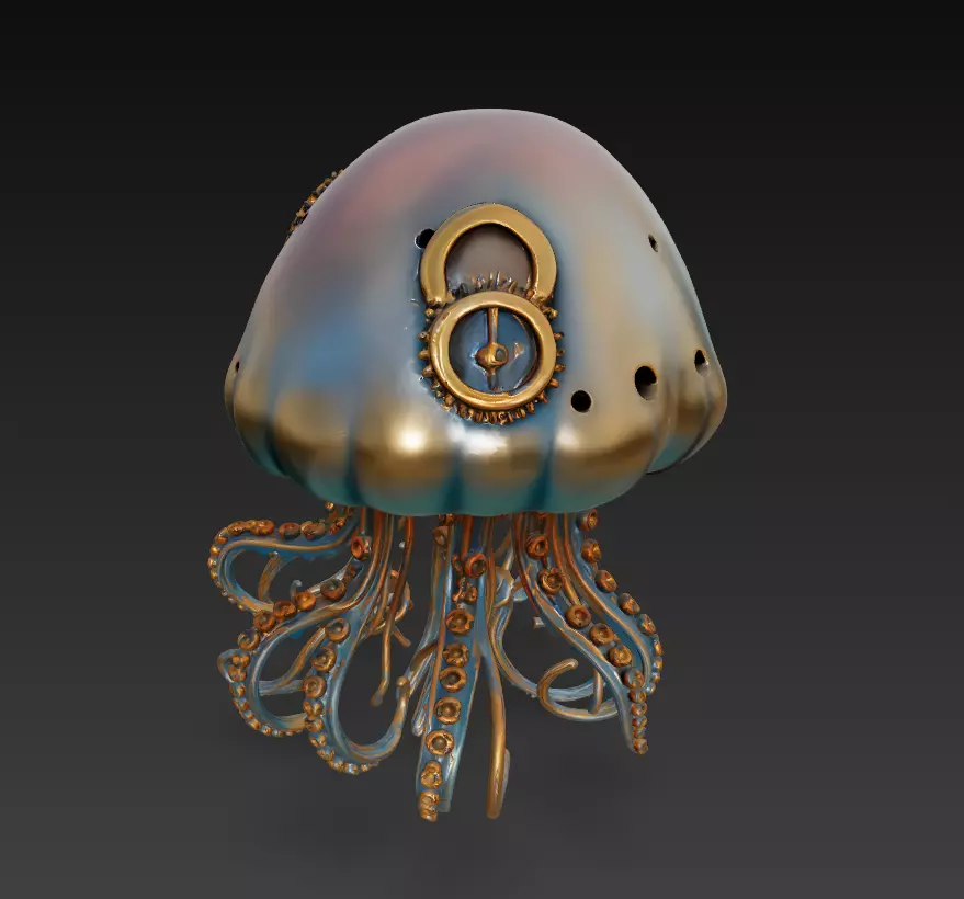 Steampunk Jellyfish - Stylized Nautical Sculpture 3D print model_8