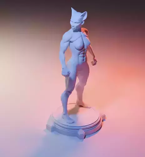 Feline Fury  Buff Catwoman Warrior STL 3D print model