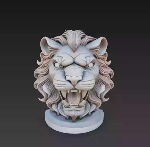 Roaring Lion Bust - Fantasy Animal Sculpture 3D print model
