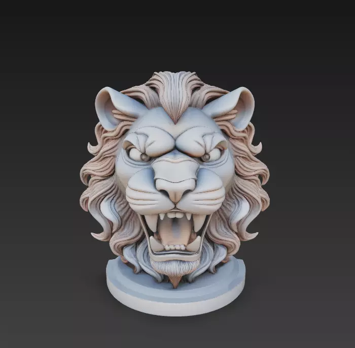 Roaring Lion Bust - Fantasy Animal Sculpture 3D print model