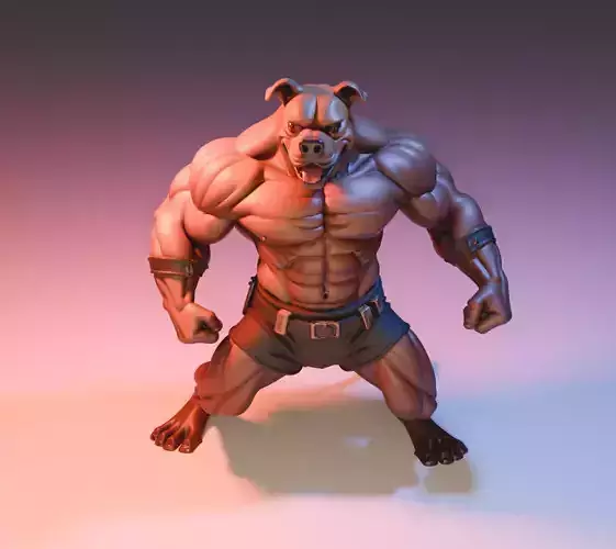 Alpha Beast Dog Ripped Muscle Dog STL 3D print model
