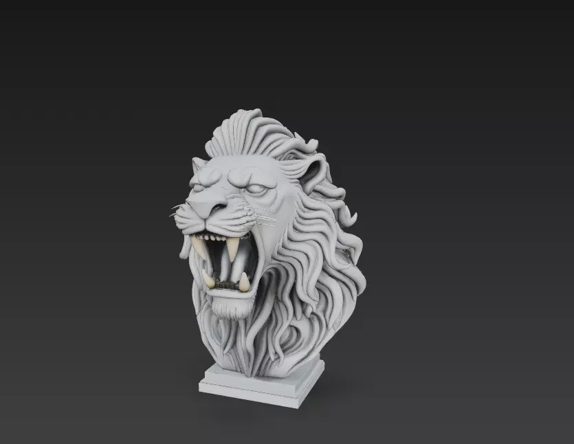 Roaring Lion Bust - Fierce Wildlife Sculpture 3D print model