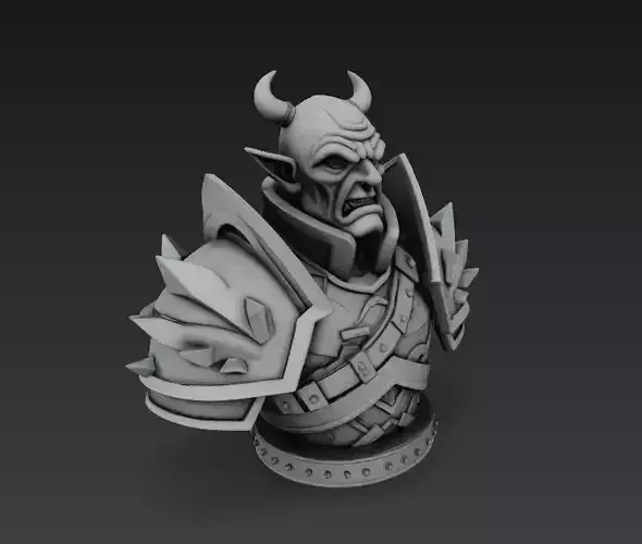 Orc Warrior Bust - Horned Armored Fantasy Sculpture 3D print model