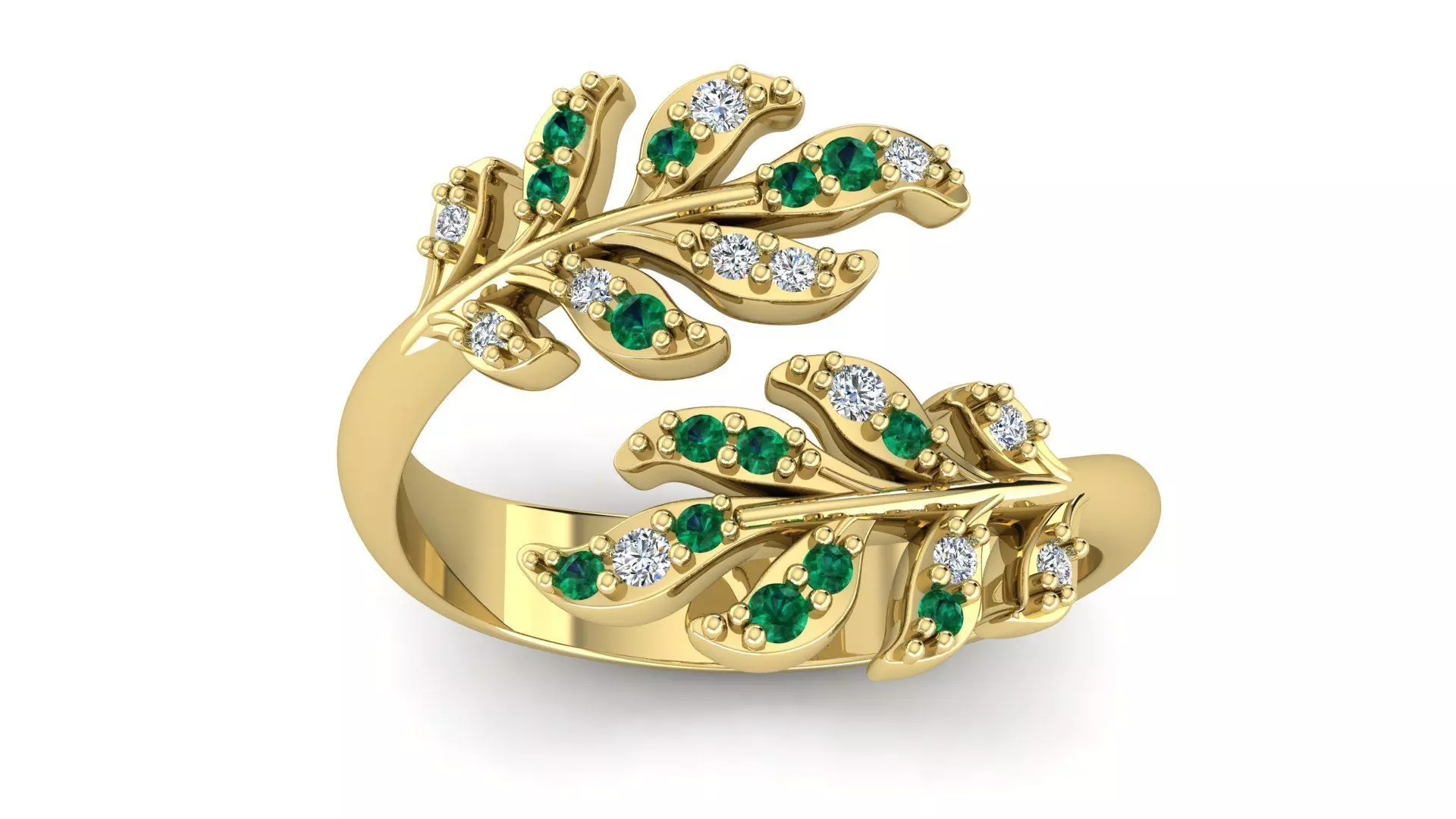 Leaf Cluster Ring 3D print model_0