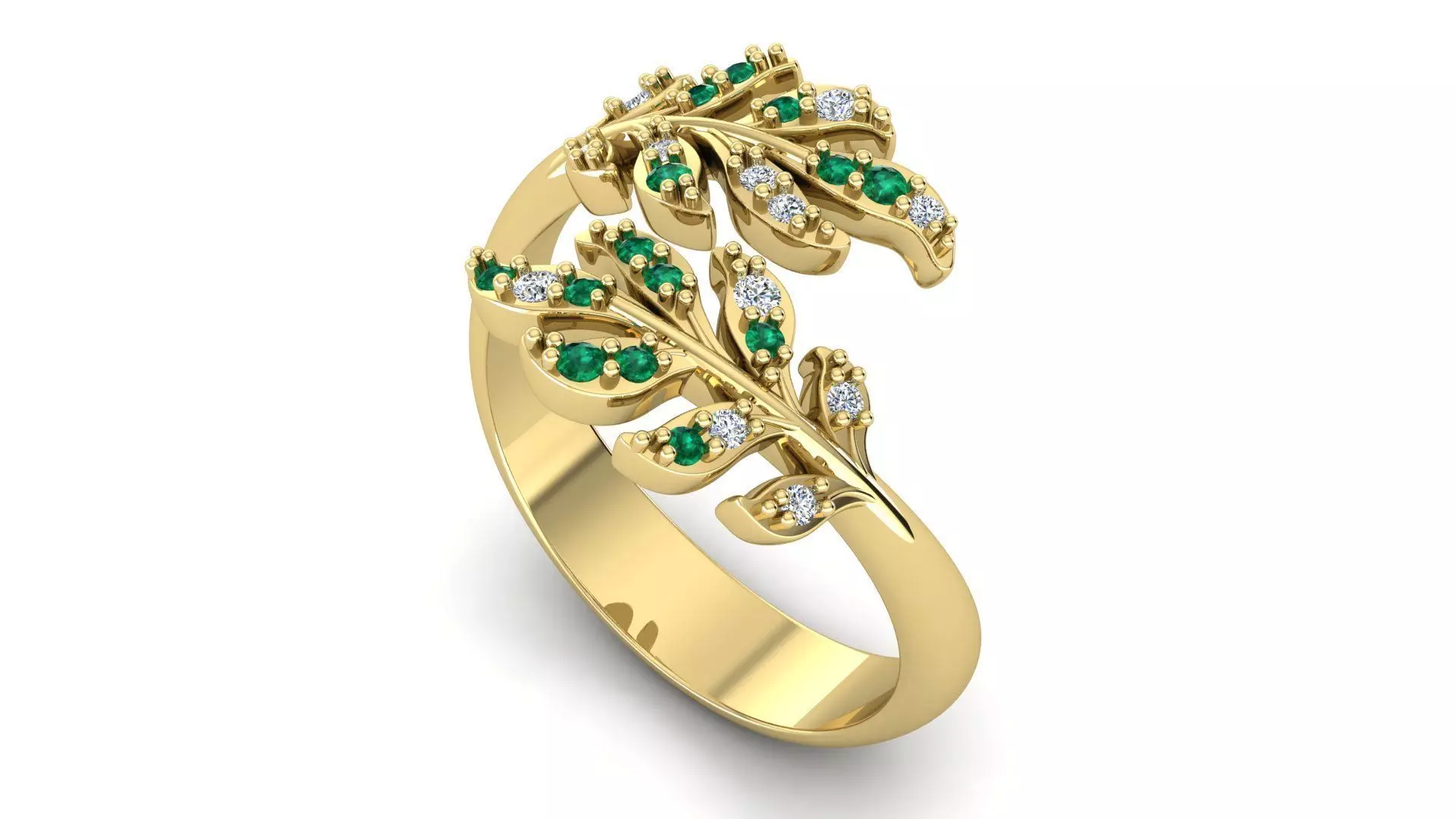 Leaf Cluster Ring 3D print model_1