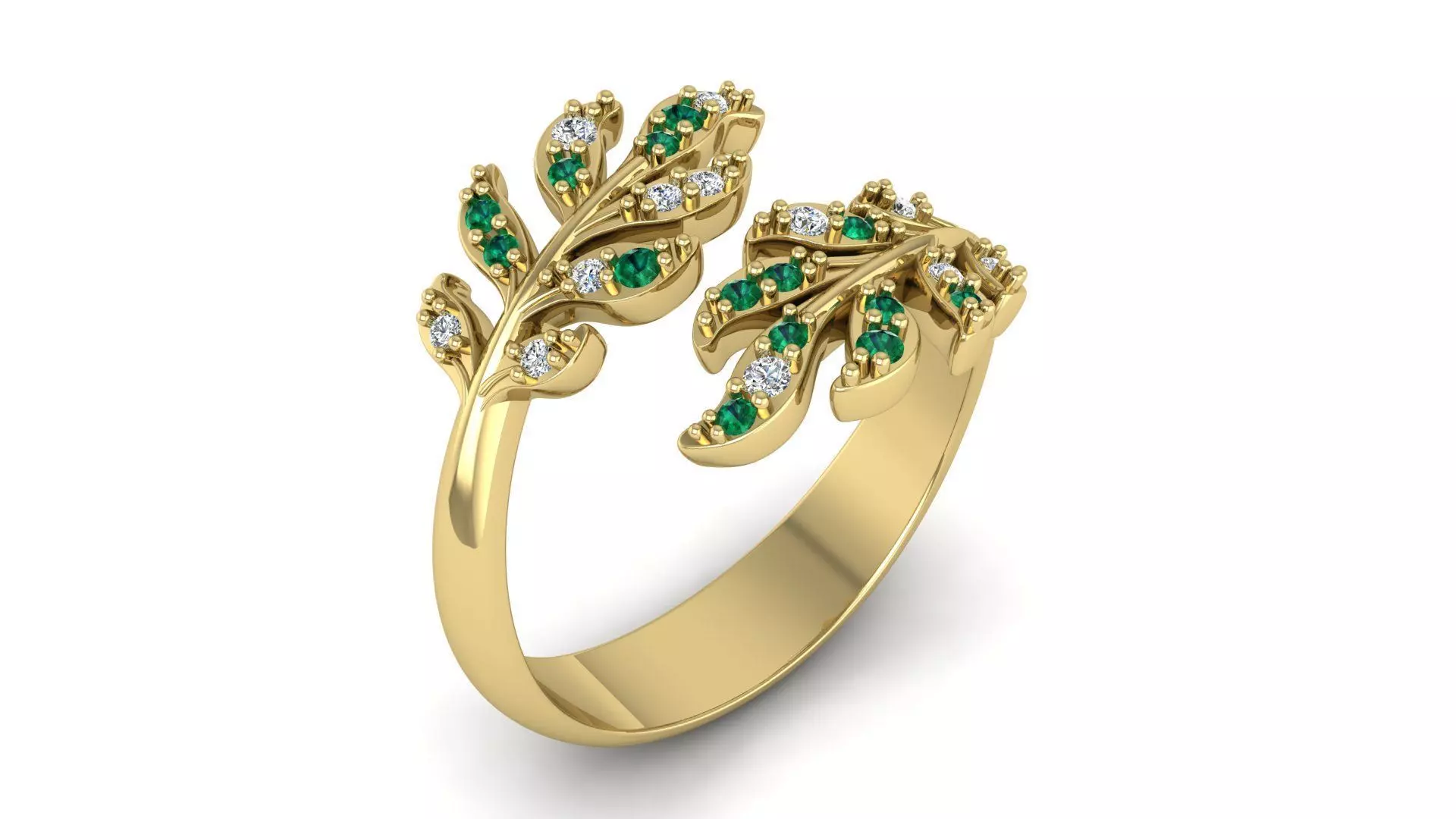 Leaf Cluster Ring 3D print model_2