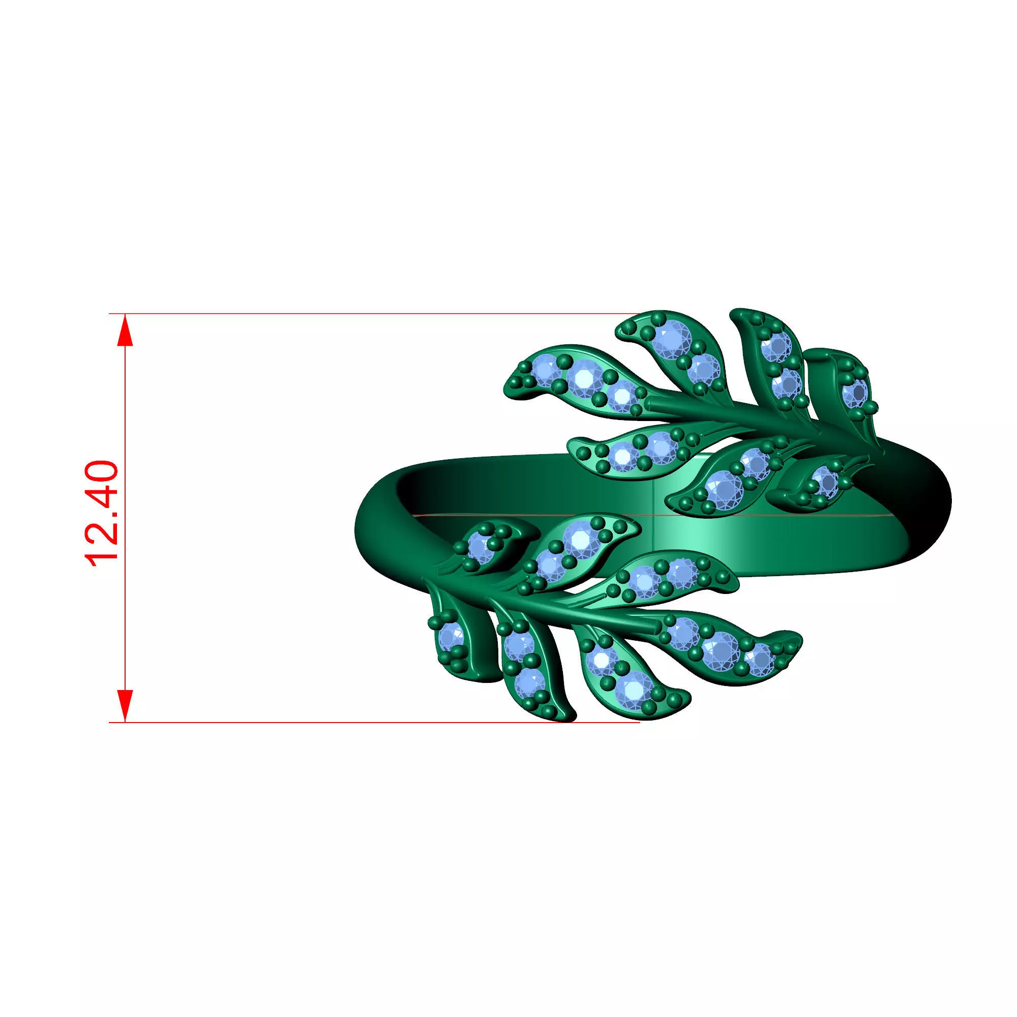 Leaf Cluster Ring 3D print model_3