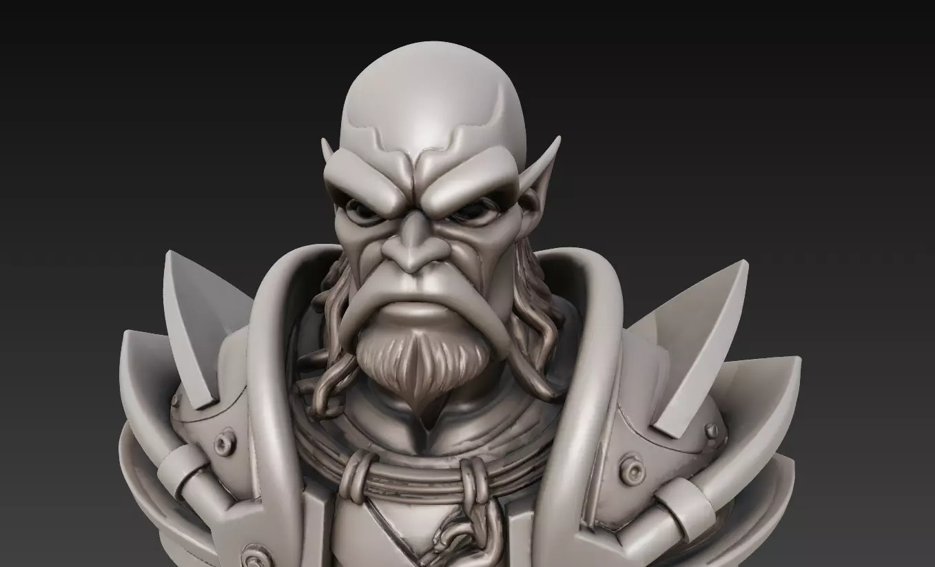Orc Warrior Bust 3D print model_5