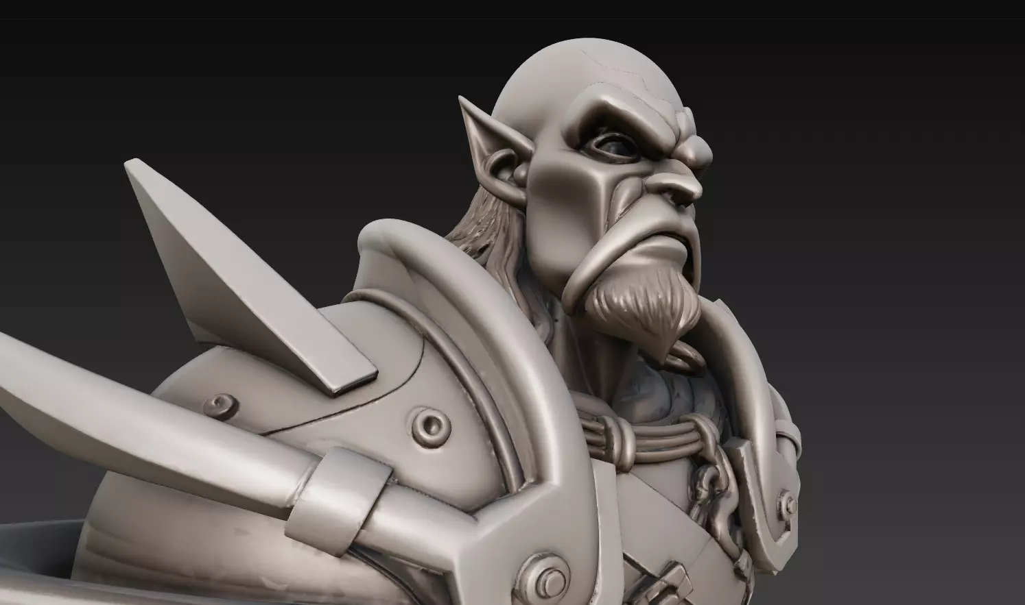 Orc Warrior Bust 3D print model_4
