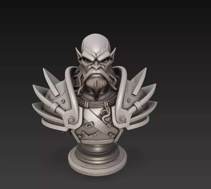 Orc Warrior Bust 3D print model_6