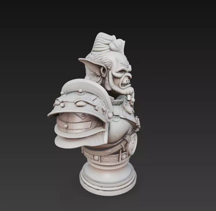 Orc Warrior Bust - Stylized Fantasy Sculpture AND CGI Model  3D print model_5