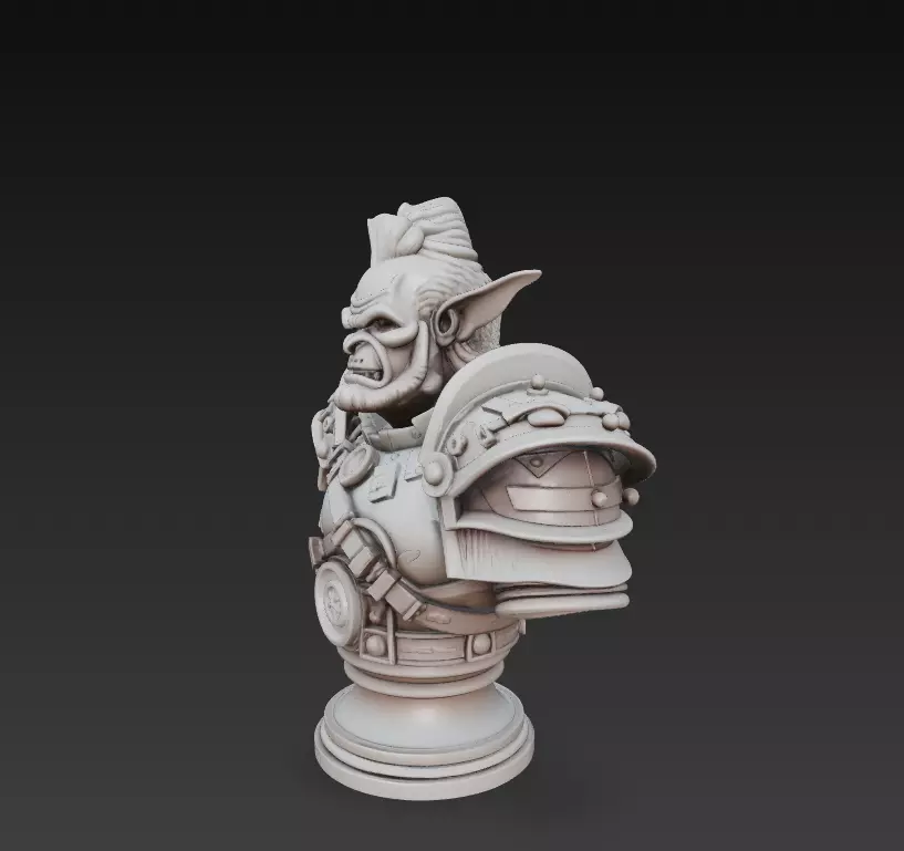 Orc Warrior Bust - Stylized Fantasy Sculpture AND CGI Model  3D print model_1