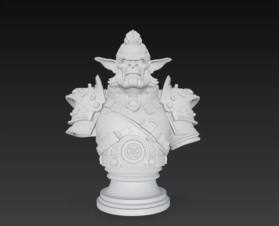 Orc Warrior Bust - Stylized Fantasy Sculpture AND CGI Model  3D print model_8