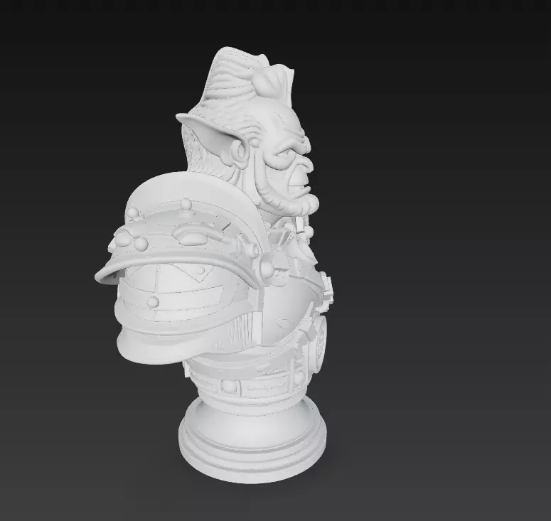 Orc Warrior Bust - Stylized Fantasy Sculpture AND CGI Model  3D print model_9