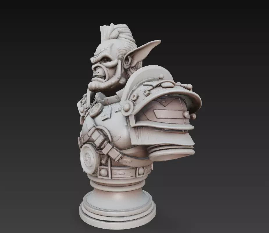 Orc Warrior Bust - Stylized Fantasy Sculpture AND CGI Model  3D print model_3