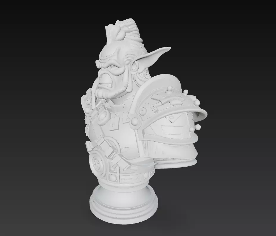 Orc Warrior Bust - Stylized Fantasy Sculpture AND CGI Model  3D print model_10